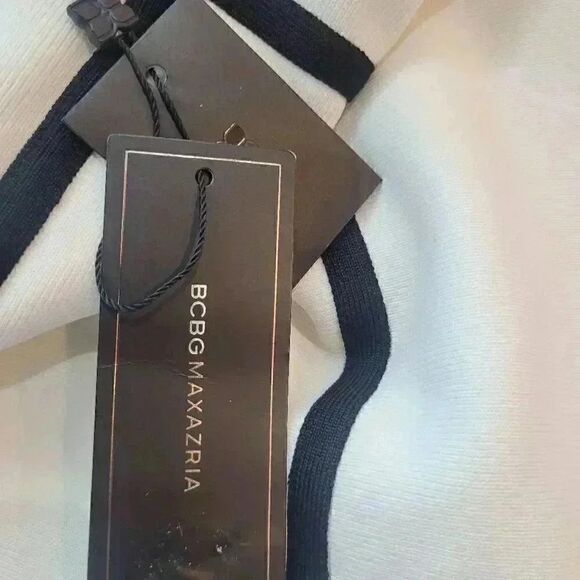 BCBG MAXAZRIA Women's Off White & Black Rayon/Nylon/Spandex Bandage Corset Penci - Picture 4 of 10